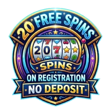 20 free spins on registration no deposit logo